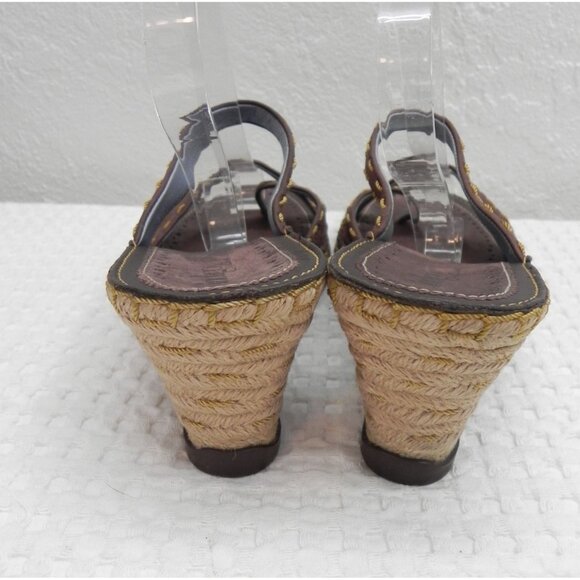 Indigo by Clarks Brown Leather Wedge Espadrille Jute Heel Women's Size 7 - Picture 4 of 11